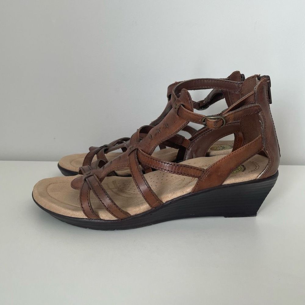 Brown Strappy Wedge Sandals